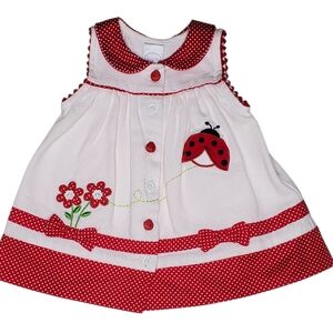 Starting Out Baby Girl Ladybug Boutique Dress 6 Months Red White Polka Dot